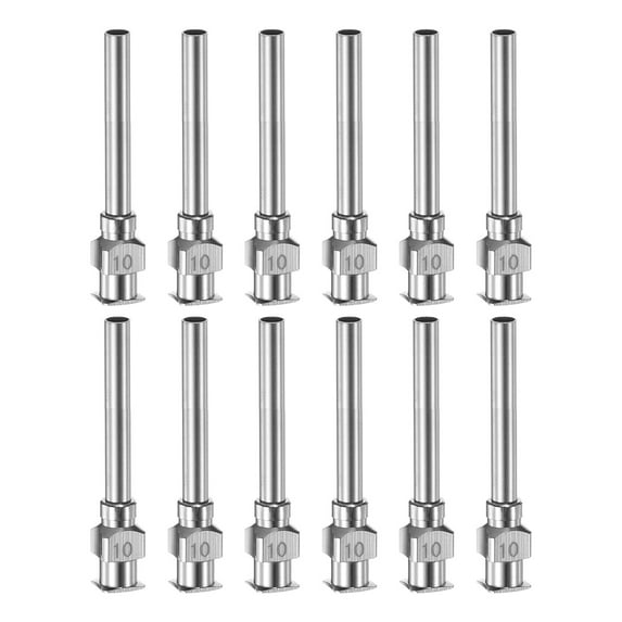 Uxcell 10G Stainless Steel Dispensing Needles, 1" Glue Needle Tube Blunt Tip 12 Pack