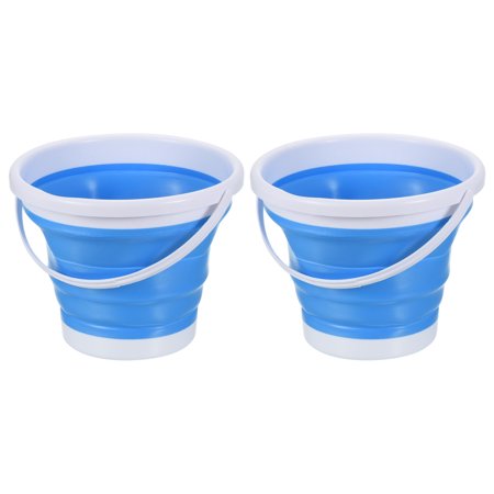 Uxcell 10L Collapsible Bucket, Portable Folding Beach Bucket for Camping, Blue 2 Pack