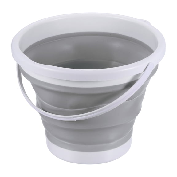 Uxcell 10L Collapsible Bucket, Portable Folding Beach Bucket for Camping Fishing, Gray