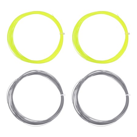 Uxcell 10M 0.75mm High Elastic Nylon Badminton Racket String Racquet Line, Fluorescent Yellow/Grey 4 Pack