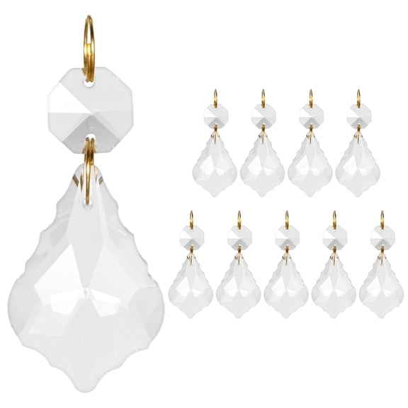 Uxcell 10PCS 38mm Crystal Suncatcher 1 Leaves Prism Chandelier Pendants for Home Garden DIY Decoration [White]