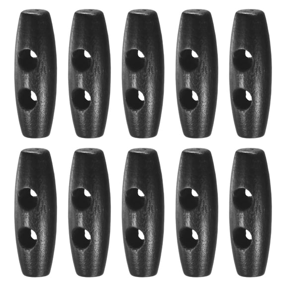 Uxcell 10PCS Wooden Toggle Buttons, 1.2x0.4in 2-Hole Natural Olive Shape Buttons Wood Horn Oval Buttons [Black]