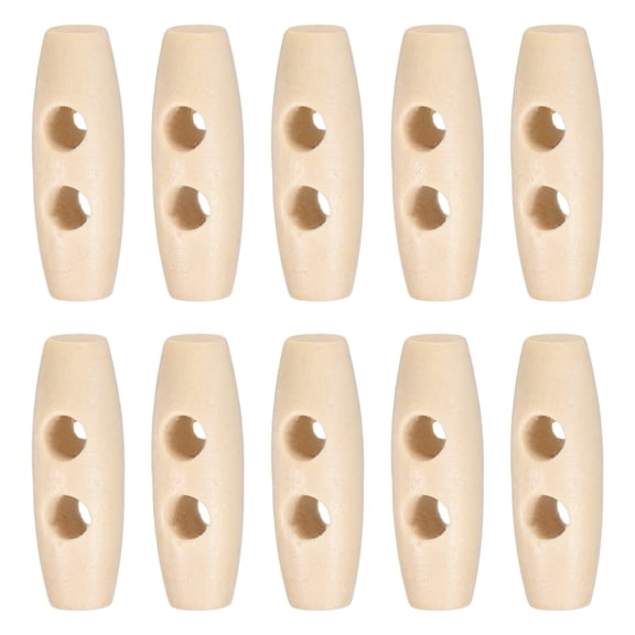 Uxcell 10PCS Wooden Toggle Buttons, 1.2x0.4in 2-Hole Natural Olive Shape Buttons Wood Horn Oval Buttons [Natural Color]