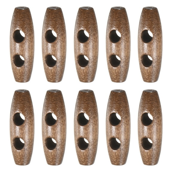 Uxcell 10PCS Wooden Toggle Buttons, 1.4x0.5in 2-Hole Natural Olive Shape Buttons Wood Horn Oval Buttons [Coffee]