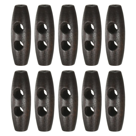 Uxcell 10PCS Wooden Toggle Buttons, 1.4x0.5in 2-Hole Natural Olive Shape Buttons Wood Horn Oval Buttons [Dark Coffee]