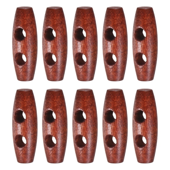 Uxcell 10PCS Wooden Toggle Buttons, 1.4x0.5in 2-Hole Natural Olive Shape Buttons Wood Horn Oval Buttons [Red Coffee]