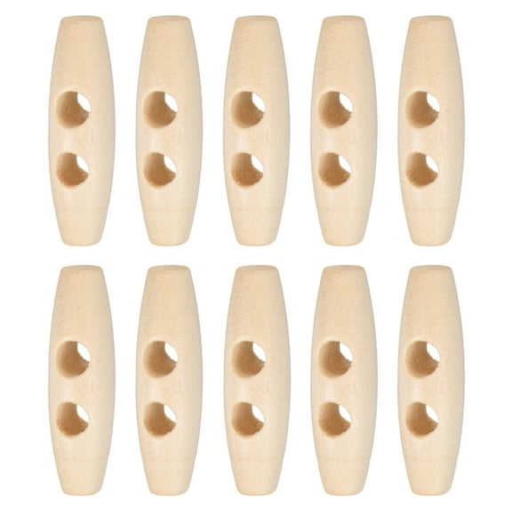 Uxcell 10PCS Wooden Toggle Buttons, 1.6x0.5in 2-Hole Natural Olive Shape Buttons Wood Horn Oval Buttons [Natural Color]