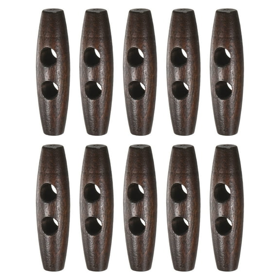 Uxcell 10PCS Wooden Toggle Buttons, 1.8x0.5in 2-Hole Natural Olive Shape Buttons Wood Horn Oval Buttons [Dark Coffee]