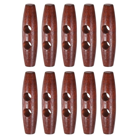 Uxcell 10PCS Wooden Toggle Buttons, 2.2x0.6in 2-Hole Natural Olive Shape Buttons Wood Horn Oval Buttons [Red Coffee]