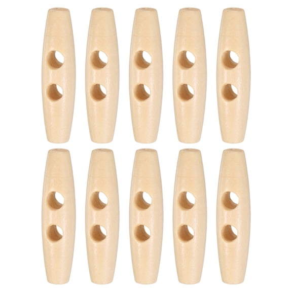 Uxcell 10PCS Wooden Toggle Buttons, 2x0.5in 2-Hole Natural Olive Shape Buttons Wood Horn Oval Buttons [Natural Color]