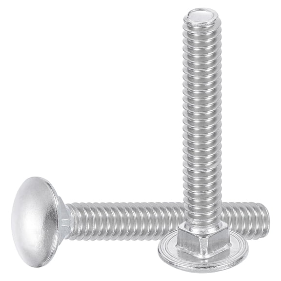 Uxcell 10Pack 1/4"-20x5" Stainless Steel Carriage Bolts Round Head Square Neck, Silver