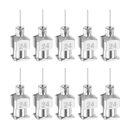 Uxcell 10Pack 24G Stainless Steel Dispensing Needles, 1/4" Glue Needle Tube Blunt Tip