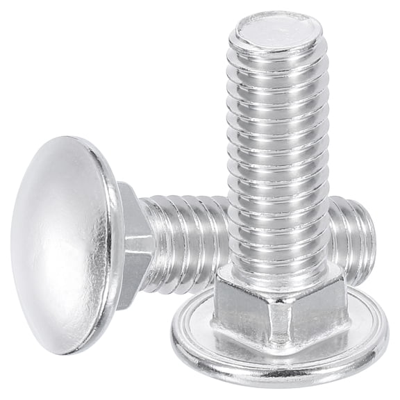 Uxcell 10Pack 3/8"-16x1-1/2" Stainless Steel Carriage Bolts Round Head Square Neck, Silver
