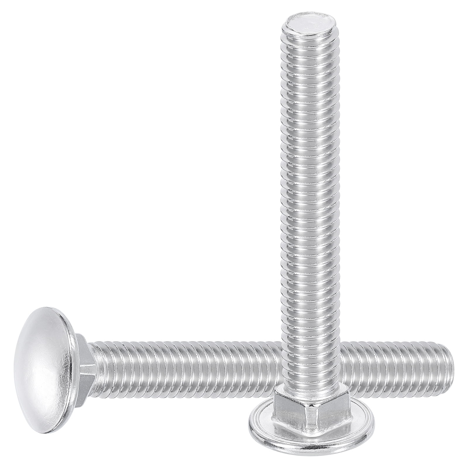 Uxcell 10Pack 3/8"-16x5" Stainless Steel Carriage Bolts Round Head Square Neck, Silver