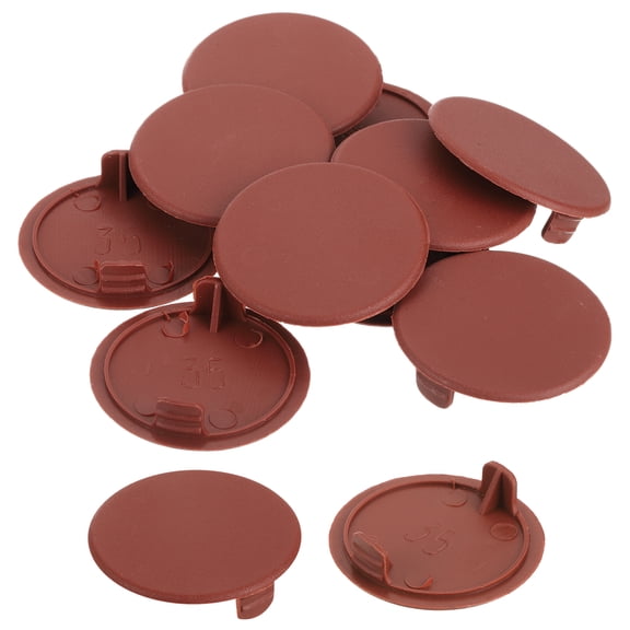 Uxcell 10Pack 35mm(1-3/8") Dia Plastic Concealed Hinge Hole Cover Hole Plugs, Red Brown