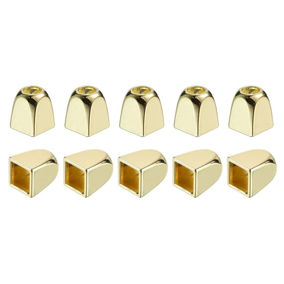 Uxcell 10Pack 4mm Metal Bell Stopper Square Cord Ends Lock Rope Fastener, Gold