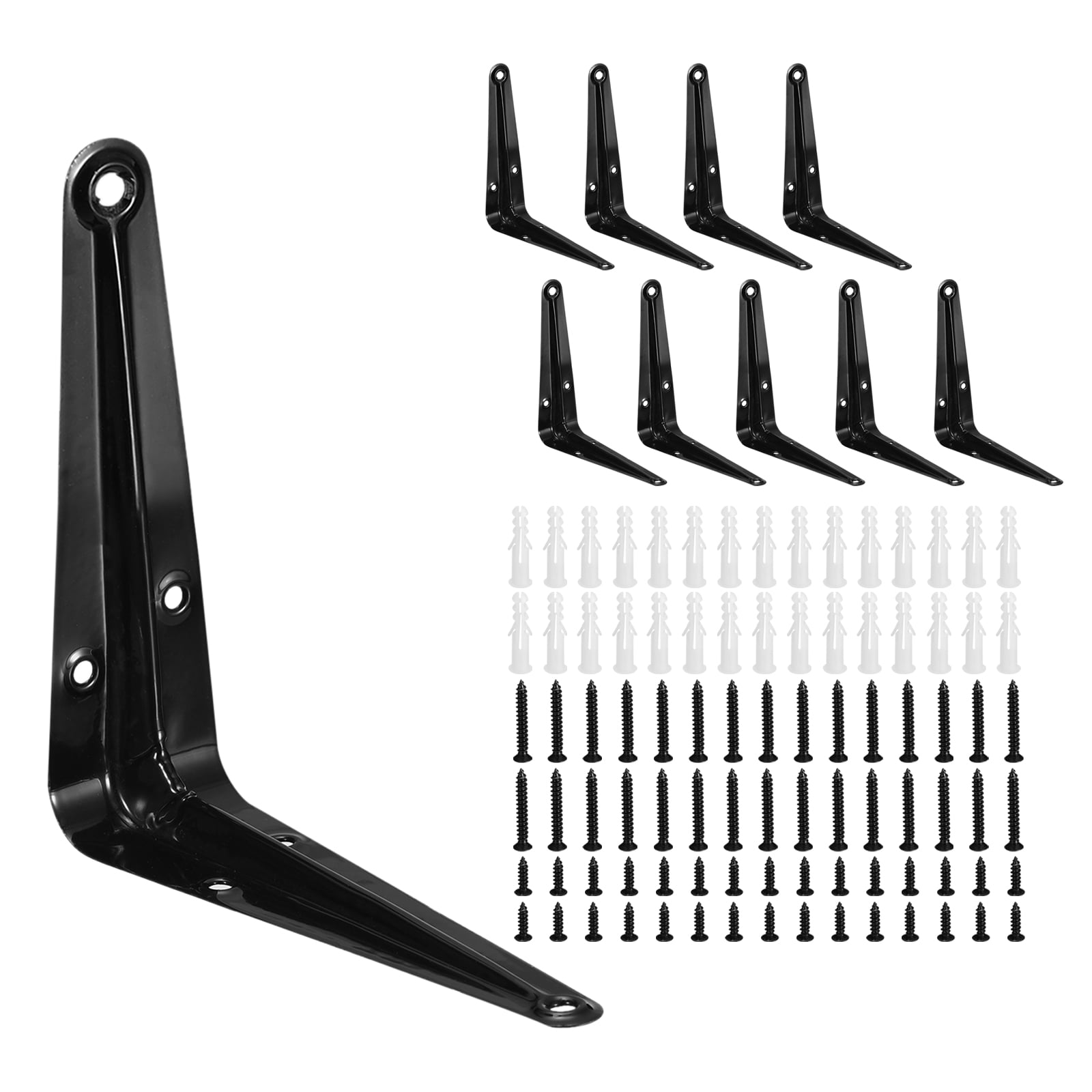 Uxcell 10Pack 5 x 4 Inch Shelf Bracket Metal L Brackets Floating Shelf Brackets Black