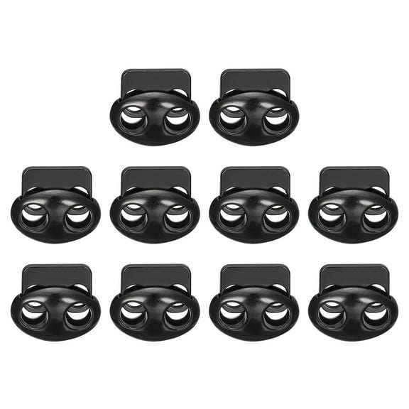 Uxcell 10Pack Alloy Spring Cord Lock Ends Toggle for Shoelaces Black 17x15x7mm