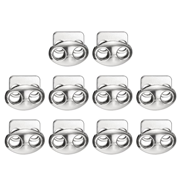 Uxcell 10Pack Alloy Spring Cord Lock Ends Toggle for Shoelaces Bright Silver 17x15x7mm