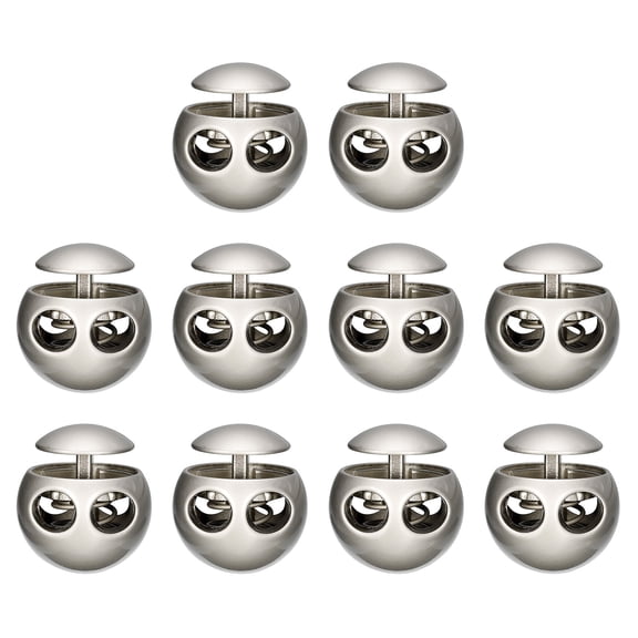Uxcell 10Pack Alloy Spring Cord Lock Ends Toggle for Shoelaces Silver Tone 17.6x19.6mm