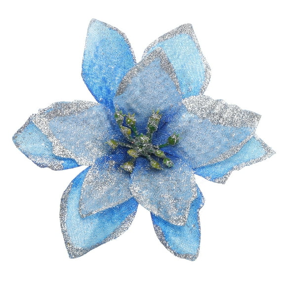 Uxcell 10Pack Christmas Glittered Artificial Christmas Flowers Picks Ornaments (Blue)