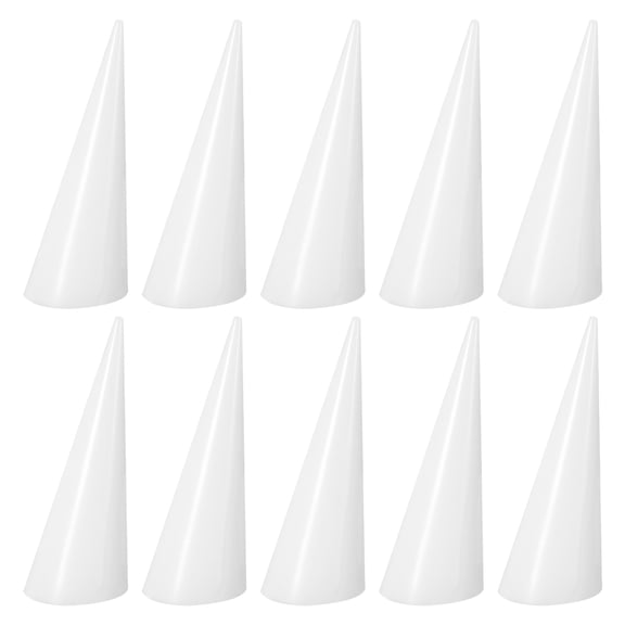Uxcell 10Pack Cone Shape Acrylic Ring Display Holder Jewelry Showcase Stand (White)