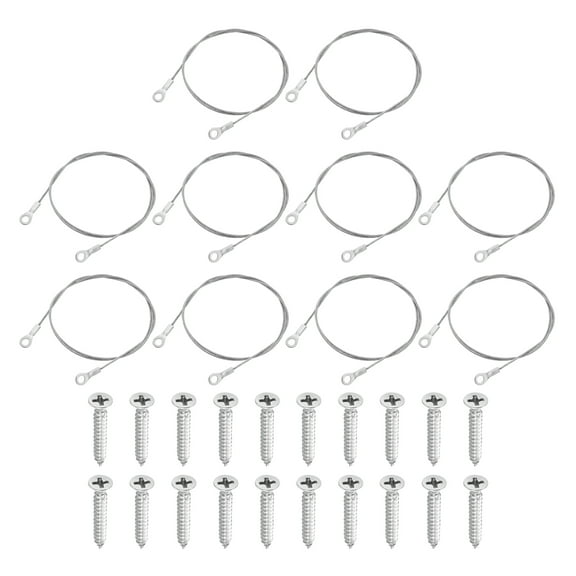 Uxcell 10Pack Lanyard Cable Eyelets Ended, 70cm x 1.5mm 304 Stainless Steel Wire Rope Lanyard with Self-Tapping Screws
