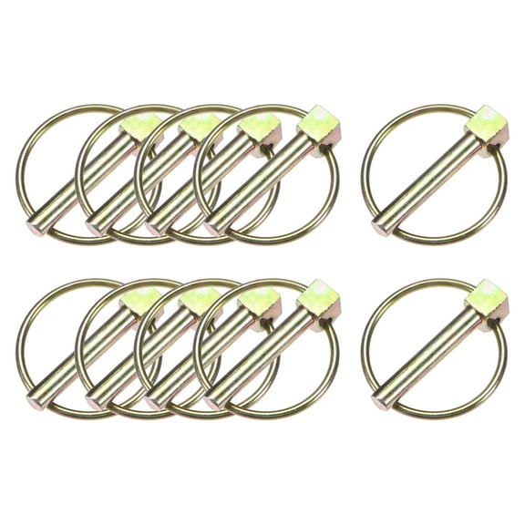 Uxcell 10Pack Linch Pin with Ring, 6x35mm Carbon Steel Lynch Trailer Pins Colored Zinc