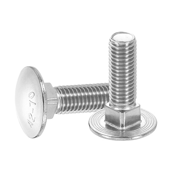 Uxcell 10Pack M12 x 40mm Stainless Steel Carriage Bolts Round Head Square Neck, Silver