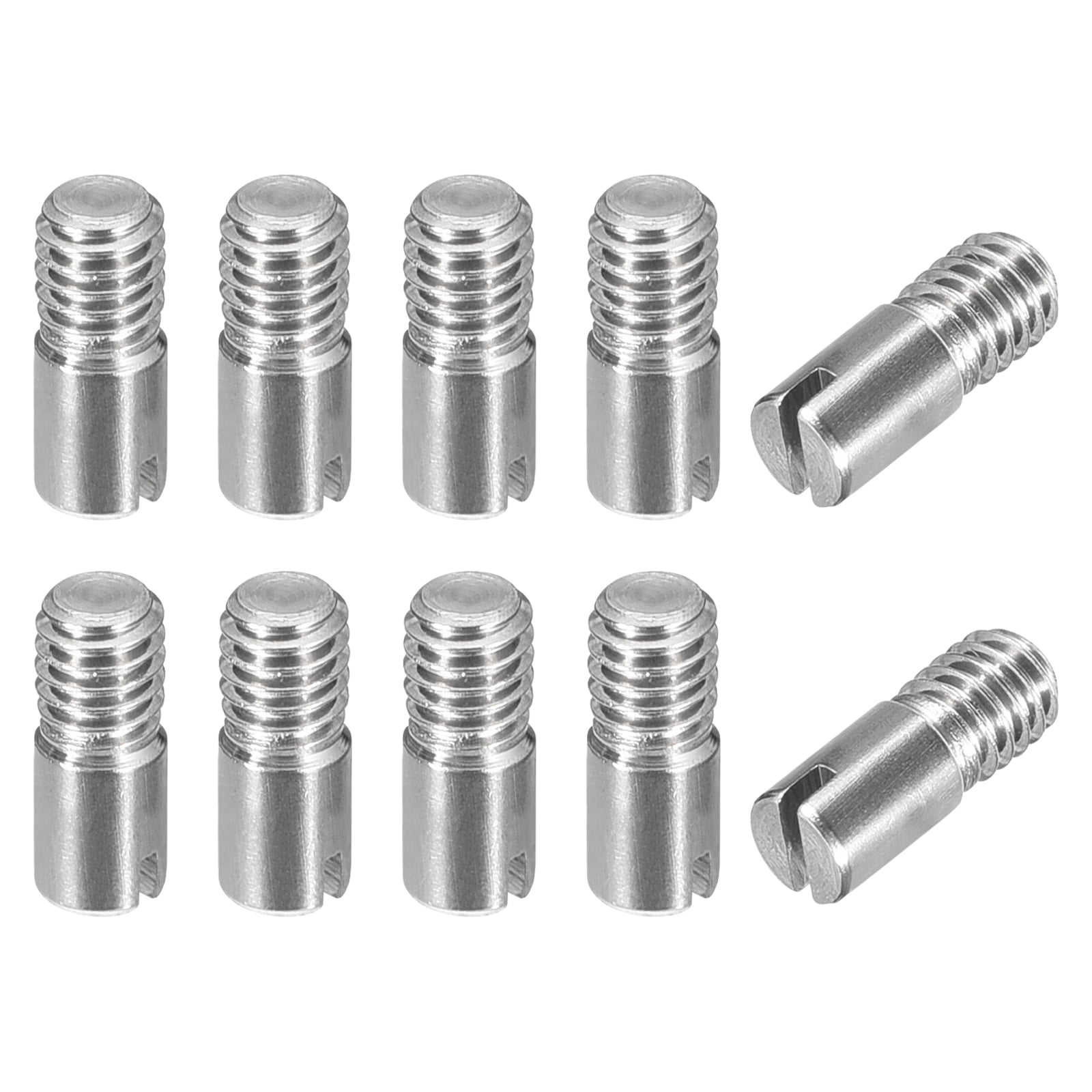 Uxcell 10-Pack M6 X 25mm Slotted Cylindrical Pin – 304 Stainless Steel External Thread Dowel For Furniture, Cabinets & Fixtures