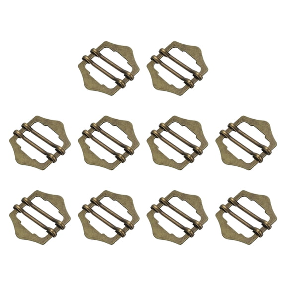 Uxcell 10Pack Metal Adjuster Slide Buckles, 20mm Webbing Strap Roller Pin Clip (Bronze)