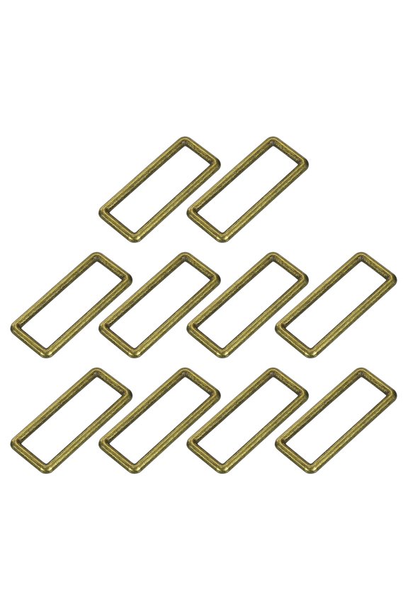10Pack Metal Rectangle Ring, 2 x 5/8 Inch Metal Rectangular Buckle for Bag Belt, Bronze