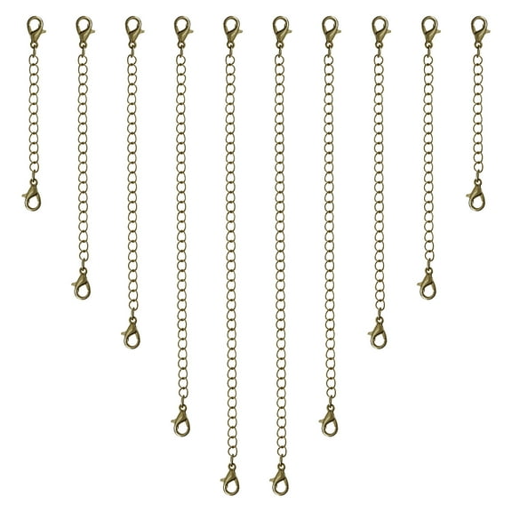 Uxcell 10 Pack Necklace Extenders Extension Chains with Lobster Clasps, 5 Size Bronze