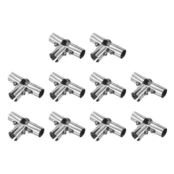 Uxcell 10Pack Structural Pipe Connector, 180 Degree 4 Way Metal Joint Chain Link, Silver
