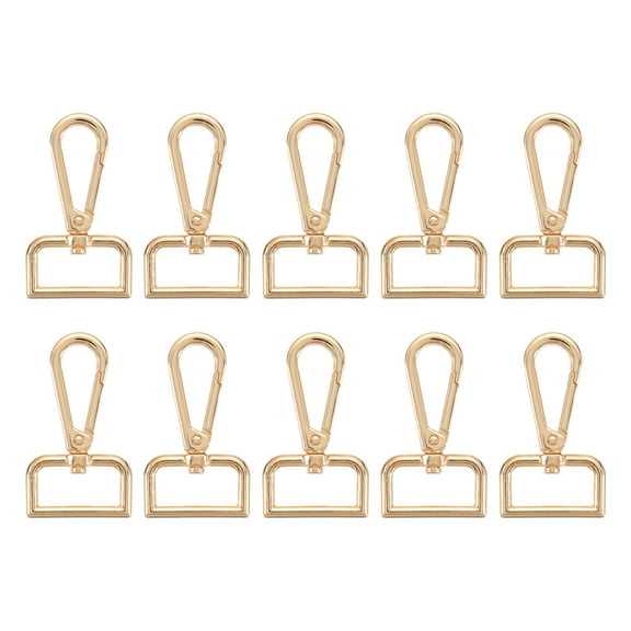 Uxcell 10Pack Swivel Clasps, 1" D Ring Lobster Clasp Claw Push Gate Snap Hook, Gold
