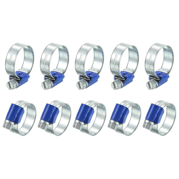 Uxcell 10Pack Worm Gear Hose Clamp Clips Adjustable 15- 24mm Range Fuel Line Clamps