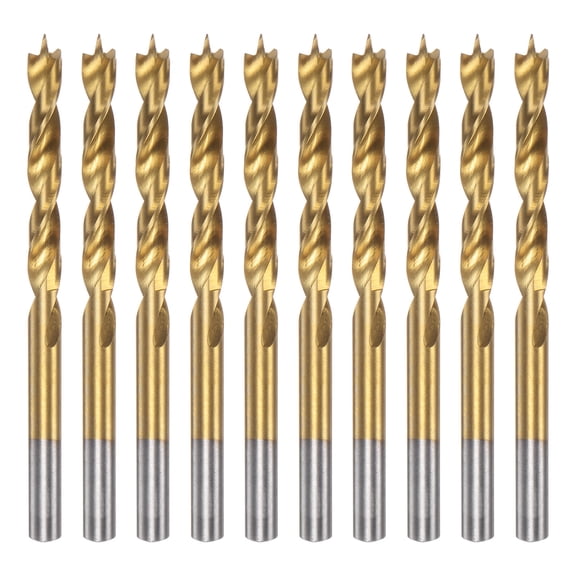 Uxcell 10Packs Brad Point Drill Bit 6mm(15/64") Dia HSS4241 Twist Drill Golden