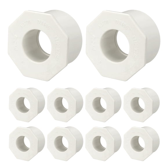 Uxcell 10Pcs 1 1/2" x 3/4" Reducer Bushing Fitting, SCH40 (Socket x Socket) Furniture Grade Pipe Fitting, Reducer Bush Adapter for Home Sewer Plumbing, Industrial, Pipe Connection
