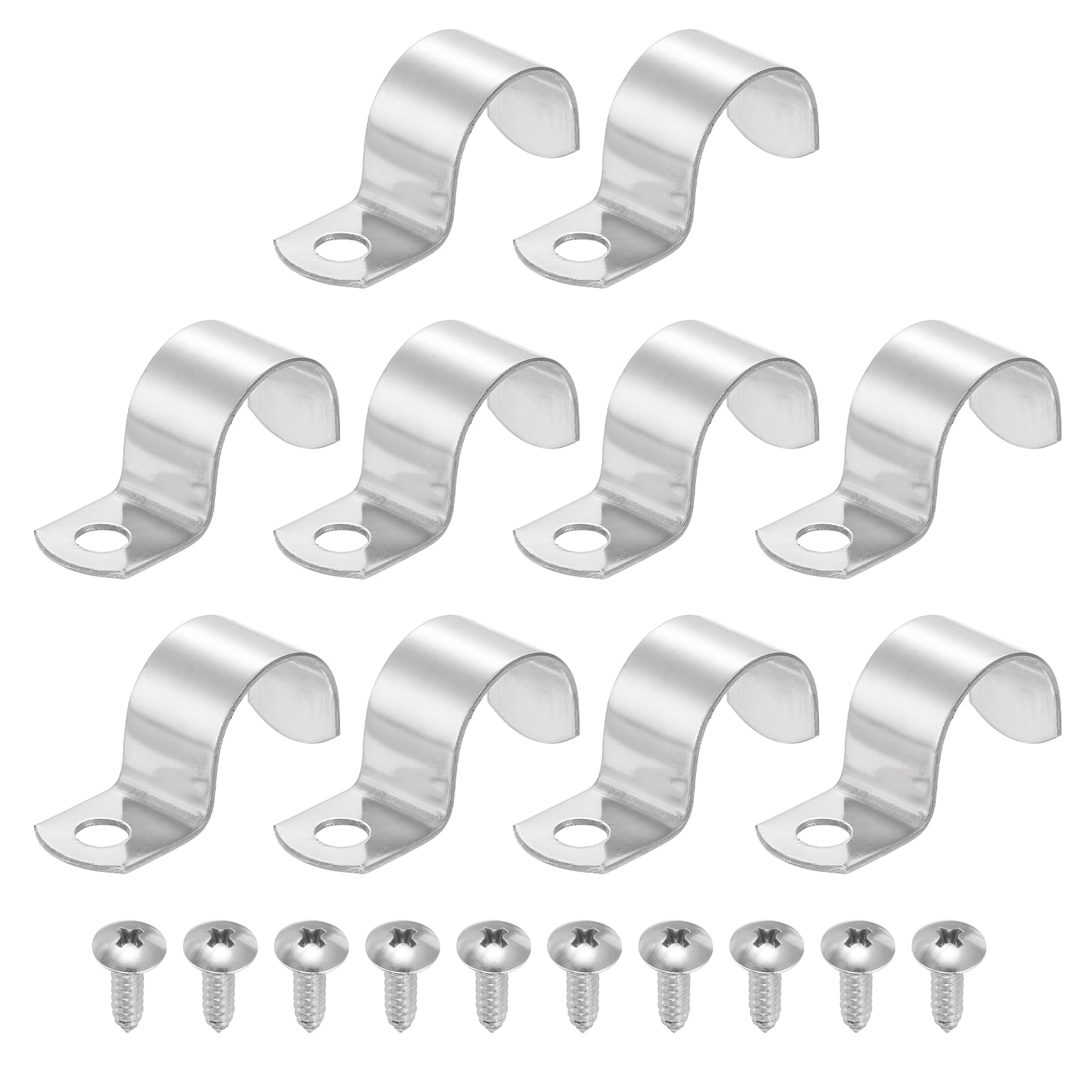 Uxcell 10Pcs 1" Pipe Strap, 1 Hole Pipe Clamp 304 Stainless Steel Rigid ...