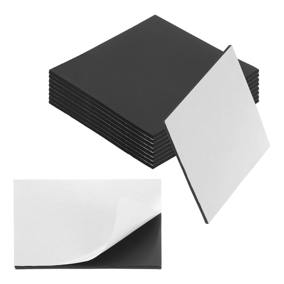 Uxcell 10Pcs 2.4'' x 0.07'' Square Magnets Dots with Adhesive Backing, Rubber Magnets Stickers Self Adhesive Magnetic Discs for Fridge Whiteboard DIY Craft Office Classroom Home