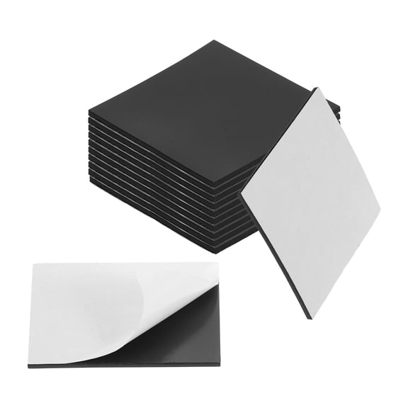 Uxcell 10Pcs 2.4'' x 0.09'' Square Magnets Dots with Adhesive Backing, Rubber Magnets Stickers Self Adhesive Magnetic Discs for Fridge Whiteboard DIY Craft Office Classroom Home
