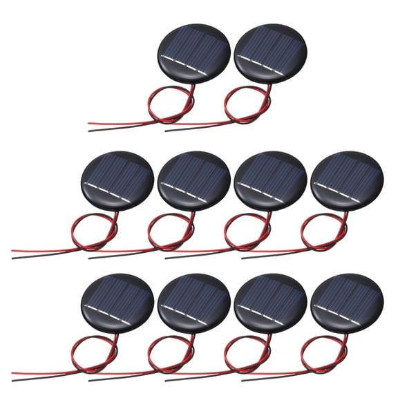 Uxcell 10Pcs 2V 0.08W 40.0mA Mini Solar Panels, Round Small Polycrystalline Solar Cell Panel with Cable for DIY Electric Toy Materials Kits Charger