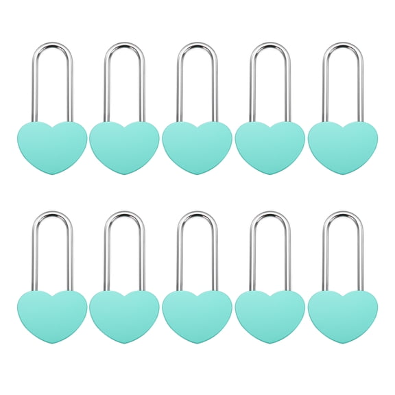 Uxcell 10Pcs 4" (100mm) Love Heart Lock, Alloy Steel Single Heart Shaped Wish Padlock Keyless for Lovers Wedding Valentines Anniversary Travel Love Bridge, Light Blue