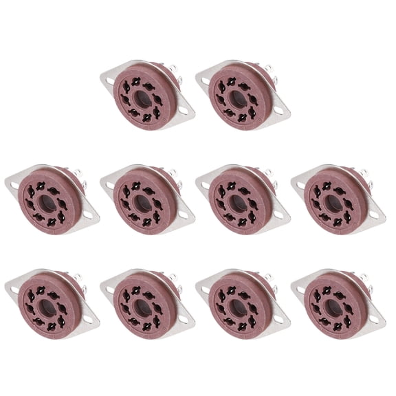 Uxcell 10Pcs 8 Pin Tube Socket Bakelite Tube Socket,Vacuum Tube Protect Tube Pin Socket Khaki