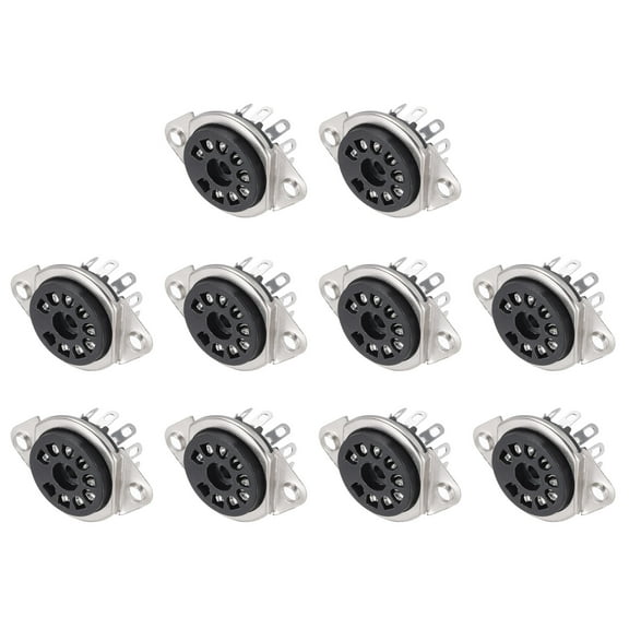 Uxcell 10Pcs 9 Pin Tube Socket Bakelite Tube Socket,Vacuum Tube Protect Tube Pin Socket Black