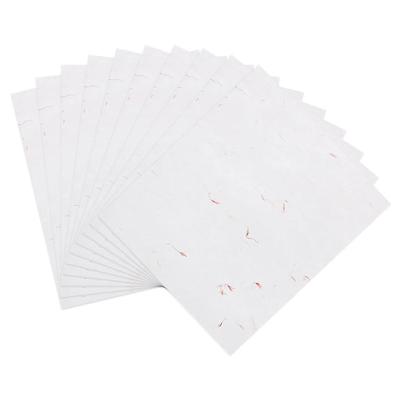 Uxcell 10Pcs A4 Mulberry Paper, Natural Wood Fiber Semi-Prepared Rice Paper Sheets Handmade Decoupage Art Tissue for Calligraphy DIY Drawing Writing Scrapbooking, Red Flower 8.3"x11.7"