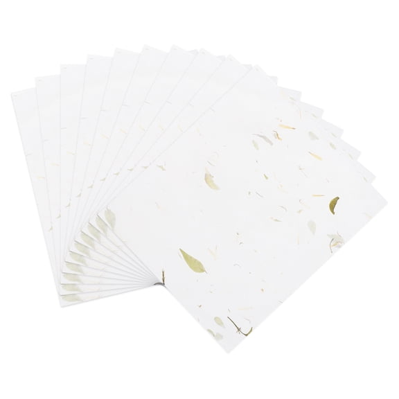 Uxcell 10Pcs A4 Mulberry Paper, Natural Wood Fiber Semi-Prepared Rice Paper Sheets Handmade Decoupage Art Tissue for Calligraphy DIY Writing Scrapbooking, Yellow Flower Leaves 8.3"x11.7"