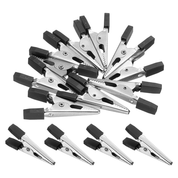 Uxcell 10Pcs Alligator Clips 46mm Large Steel Electrical Test Spring Clamps with Plastic Hands Nickel Plated Crocodile Clamps for Multimeter Testing Cable Clip, Black