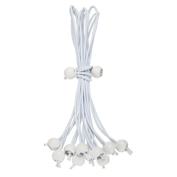 Uxcell 10Pcs Ball Bungee Cords 12" Heavy Duty Bungee Cord Balls for Tent Camping Holding Wire and Hoses, White