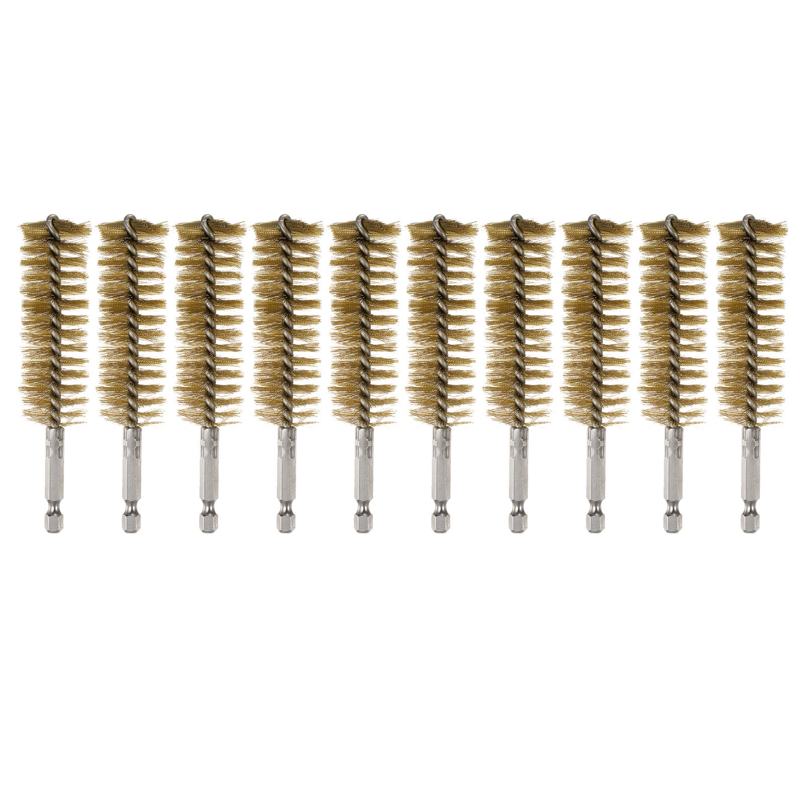 Uxcell 10Pcs Brass Bore Brush 25mm Dia 4.5" Long Cleaning Twisted Wire Brush for Tubes and Bearings